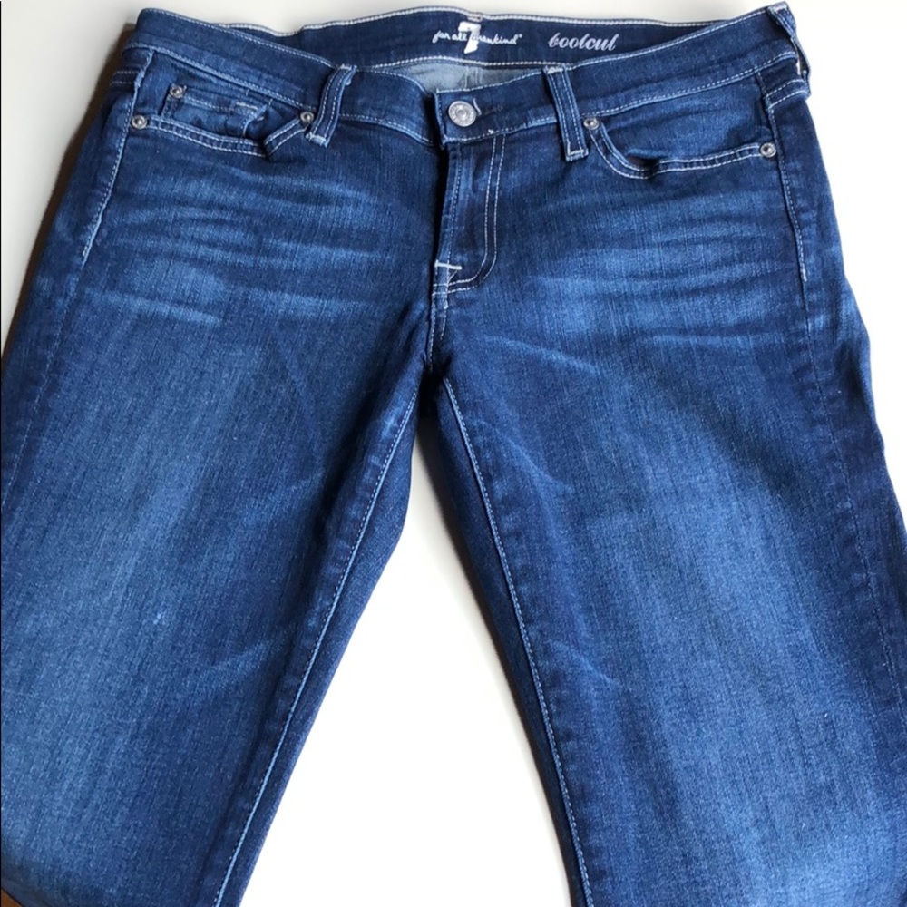 7 For All Mankind Women’s Boot Cut Jeans Dark Blue 30 Low Rise long 7FAMK - Picture 11 of 14
